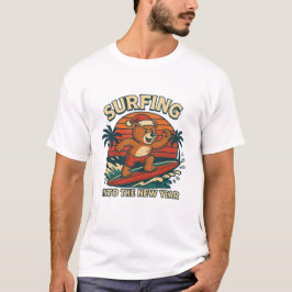 Surfing Into The New Year- Retro 80s Vintage Bear T Shirt