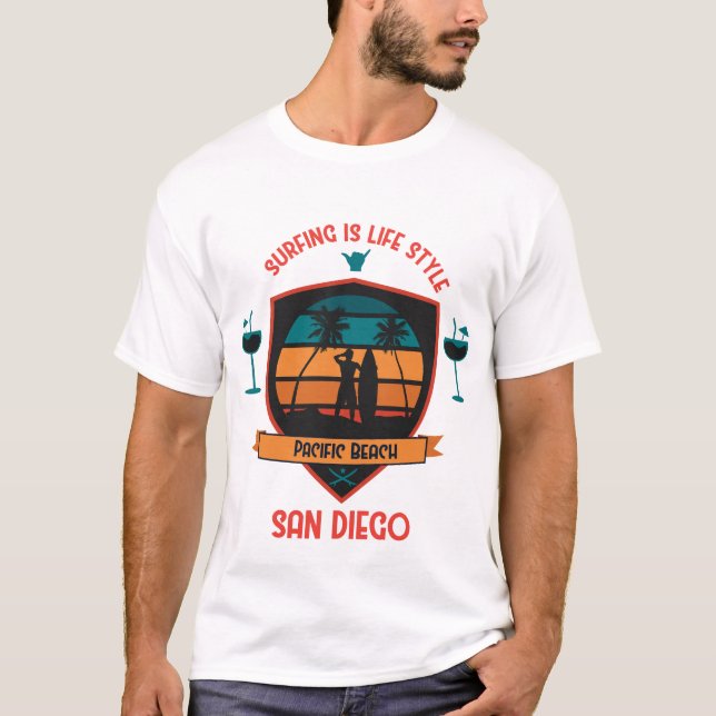 Surfing is Life Style T Shirt (Framsida)