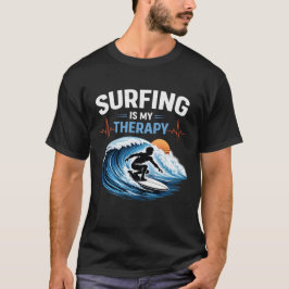 Surfing Is My Therapy Ocean Surfer Heartbeat T Shirt