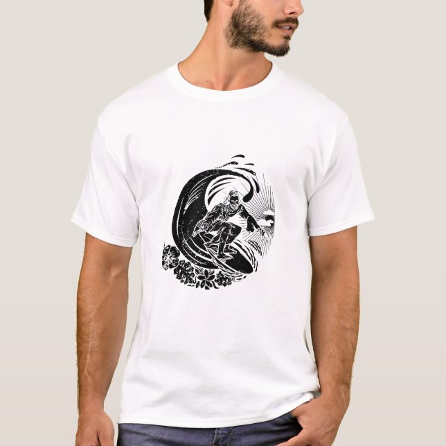 Surfing Jesus Vintage Distress T Shirt (Framsida)