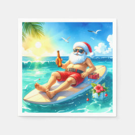 Surfing jul i Hawaii med jultomten Pappersservett
