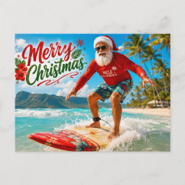 Surfing jul med Tomtefar Helg Vykort