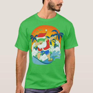 Surfing Jultomten Dabbing Funny Hawaiian Julafton T Shirt