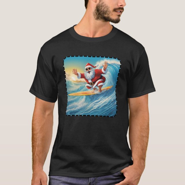 Surfing Jultomten T Shirt (Framsida)