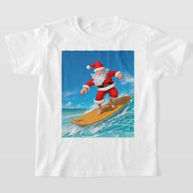 Surfing Jultomten T Shirt (Laydown)