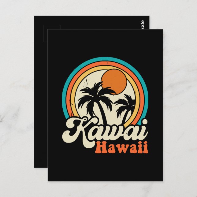 Surfing Kawaii Hawaii Vykort (Fram/baksida)