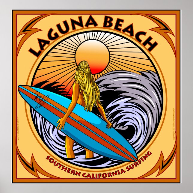SURFING LAGUNA BEACH CALIFORNIA POSTER (Framsidan)