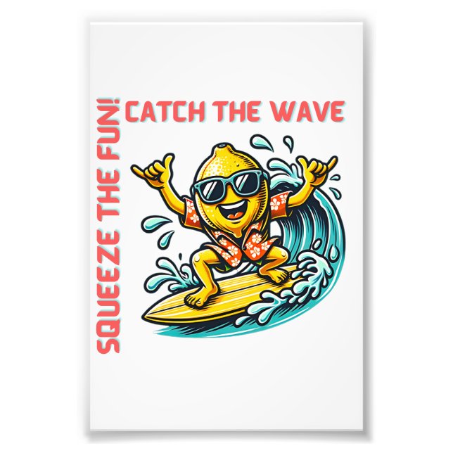 Surfing Lemon Wave Äventyr Roligt Fototryck (Framsidan)