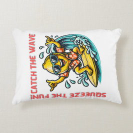 Surfing Lemon Wave Äventyr Roligt Prydnadskudde