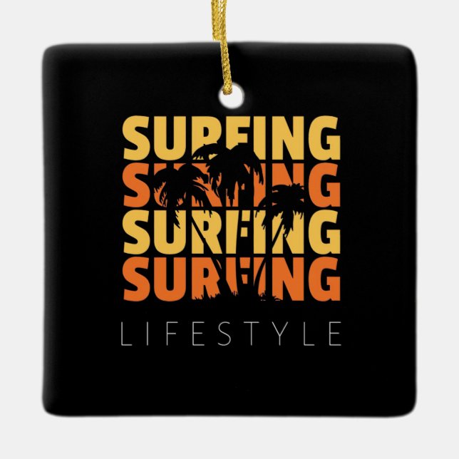 Surfing Life Stil Surfing Julgransprydnad Keramik (Framsida)