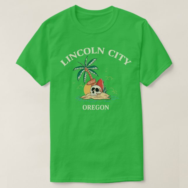 Surfing Lincoln City Oregon TShirt T Shirt (Design framsida)