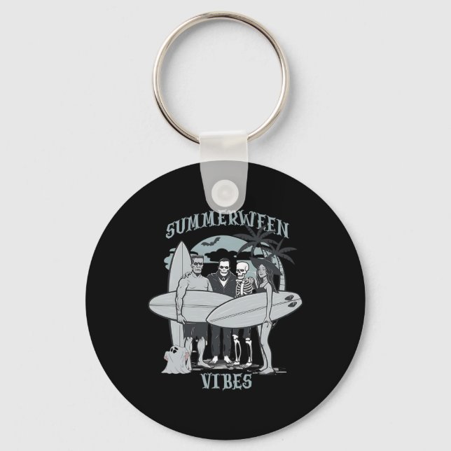 Surfing Monsters Clic Halloween Vibes-grafik Nyckelring (Framsida)