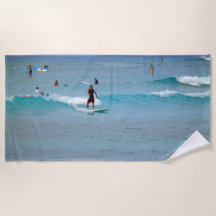 Surfing Oahu Beach Towel