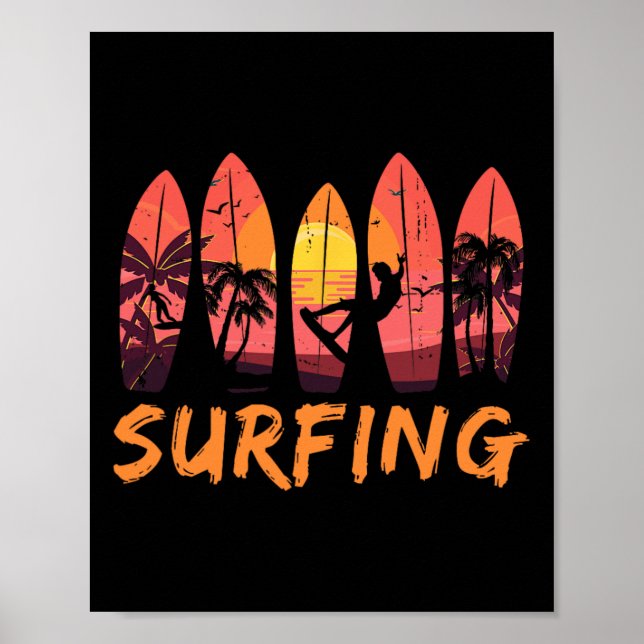 Surfing Ocean Vattensporter - Surfbräda Vågor Surf Poster (Framsidan)
