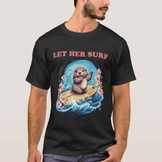 Surfing Otter 841 Lustigt Surfa T Shirt