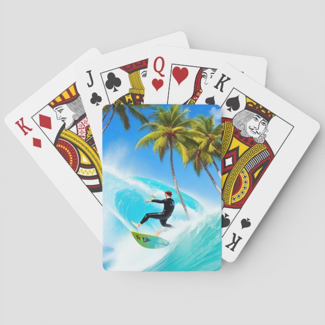 Surfing över en stor våg casinokort (Baksidan)