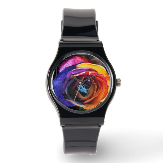 Surfing på regnbågsrosen   armbandsur (Framsida)