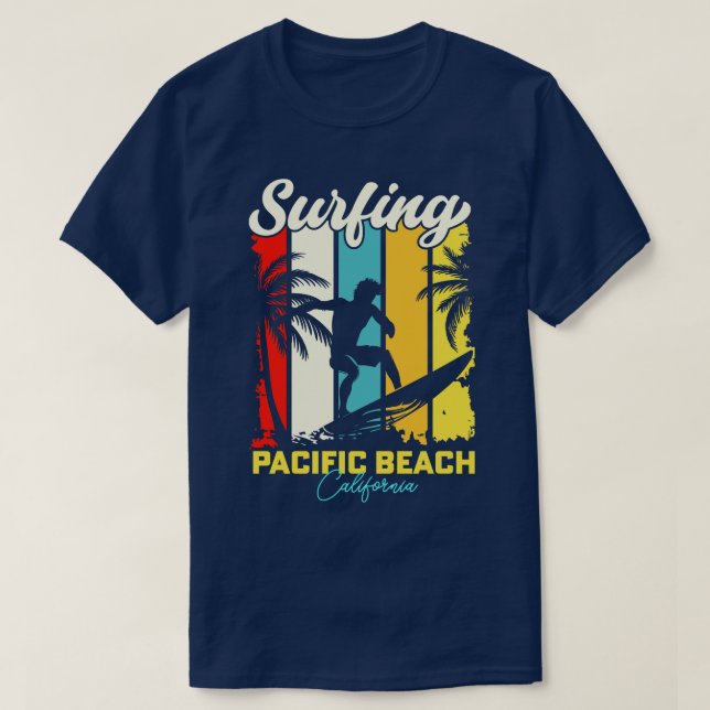 Surfing Pacific Beach California T Shirt (Design framsida)