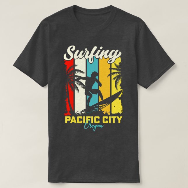 Surfing Pacific City Oregon T Shirt (Design framsida)