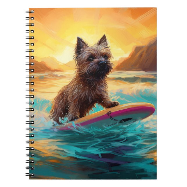 Surfing Painting Cairn Terrier Beach Anteckningsbok (Framsidan)