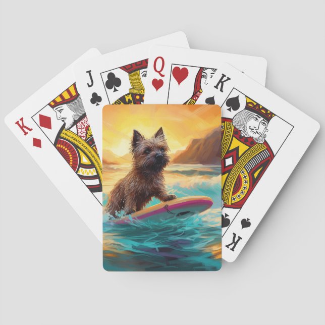 Surfing Painting Cairn Terrier Beach Casinokort (Baksidan)