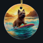 Surfing Painting Cairn Terrier Beach Julgransprydnad Keramik<br><div class="desc">Lägg dig i den lekande världen i hund äventyr med den här fängslande målningen. En andlig hund tar sig till vågar och kör skickligt surfan på en strand som kysstes av sol. Den sjudande konsten fångar på ett vackert sätt kärnan i den upphetsning som finns vid sidan av när hund...</div>