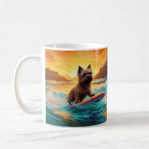 Surfing Painting Cairn Terrier Beach Kaffemugg