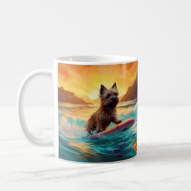Surfing Painting Cairn Terrier Beach Kaffemugg (Vänster)