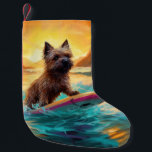 Surfing Painting Cairn Terrier Beach Liten Julstrumpa<br><div class="desc">Lägg dig i den lekande världen i hund äventyr med den här fängslande målningen. En andlig hund tar sig till vågar och kör skickligt surfan på en strand som kysstes av sol. Den sjudande konsten fångar på ett vackert sätt kärnan i den upphetsning som finns vid sidan av när hund...</div>