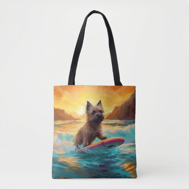 Surfing Painting Cairn Terrier Beach Tygkasse (Framsida)