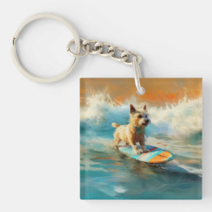 Surfing Painting för Biewer Terrier Beach