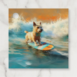 Surfing Painting för Biewer Terrier Beach Gåvor Etiketter