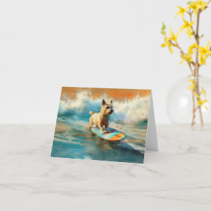 Surfing Painting för Biewer Terrier Beach Kort