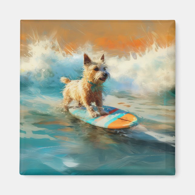 Surfing Painting för Biewer Terrier Beach Magnet (Framsidan)