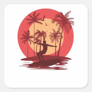 Surfing Paradise Fyrkantigt Klistermärke