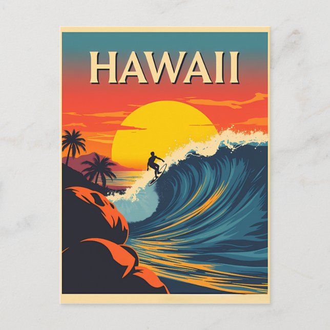 Surfing Paradise: Hawaii Sunset Äventyr Vykort (Framsida)