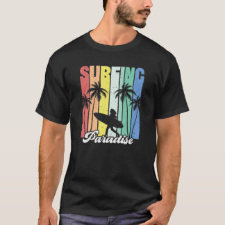 Surfing Paradise Surfer Girl Rainbow Cute Handflat T Shirt