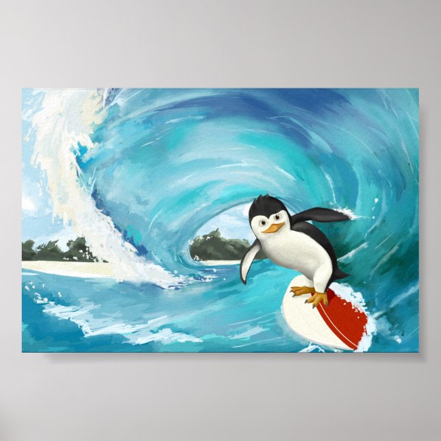 Surfing Penguin Poster (Framsidan)