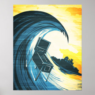 Surfing Pinball Maskin Poster
