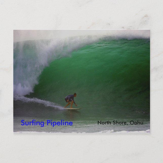 Surfing Pipeline , North Shore, Oahu Vykort (Framsida)