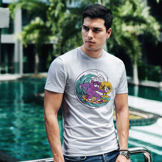 Surfing Pizza Cat T Shirt (Skapare uppladdad)