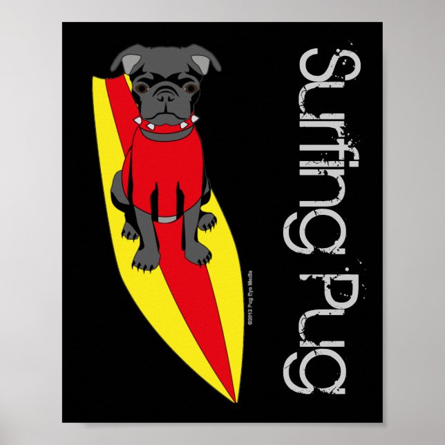 Surfing Pug Poster (Framsidan)