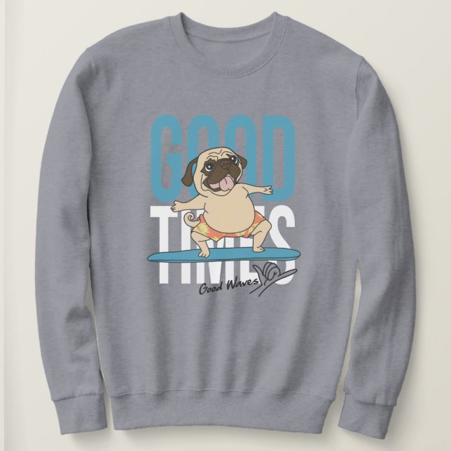 Surfing Pug T Shirt (Design framsida)
