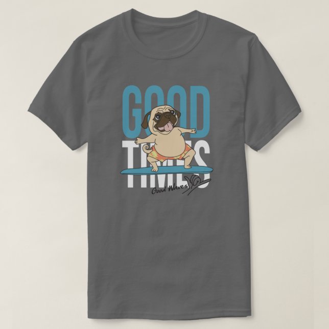 Surfing Pug T Shirt (Design framsida)