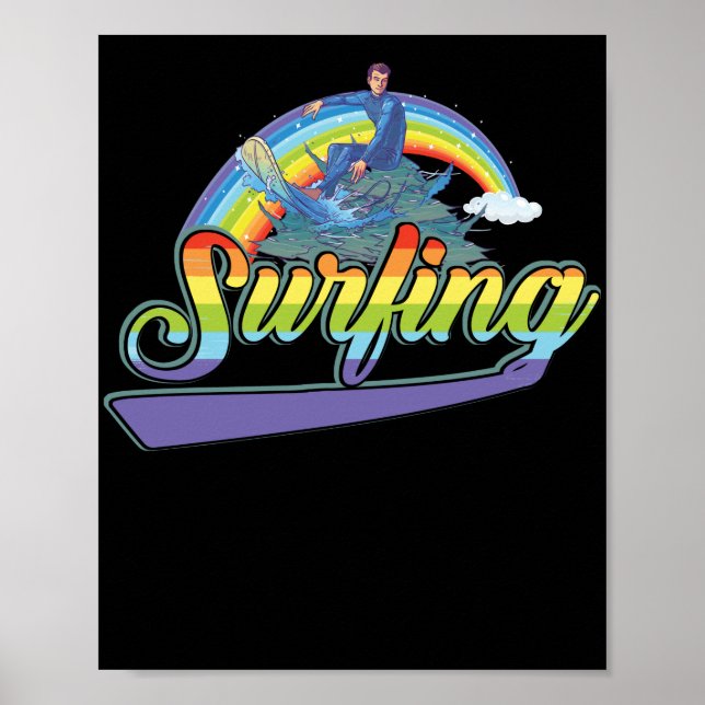 Surfing Rainbow Beach Summer Poster (Framsidan)
