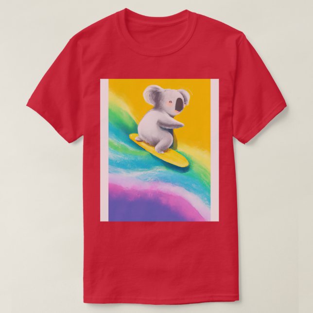 Surfing Rainbow Koala T Shirt (Design framsida)