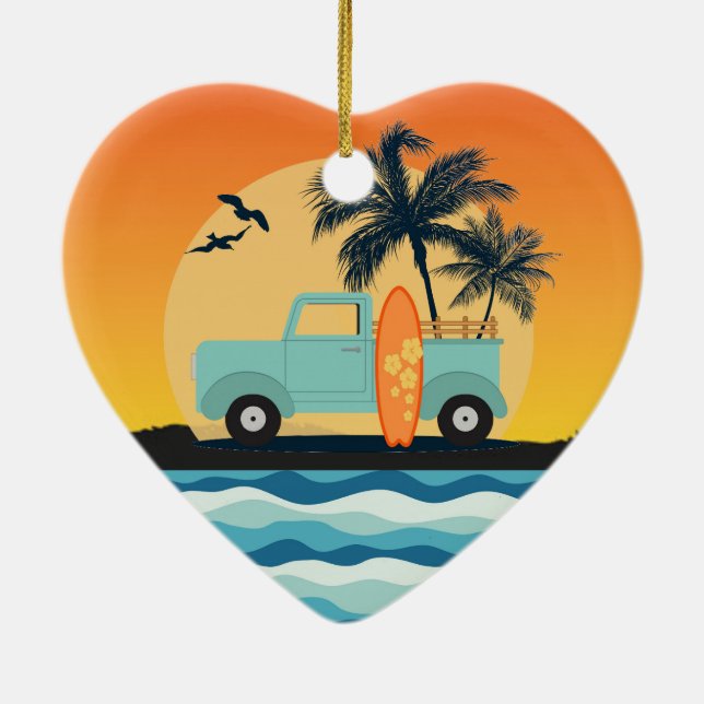 Surfing Retro Ceramic Ornament (Baksidan)