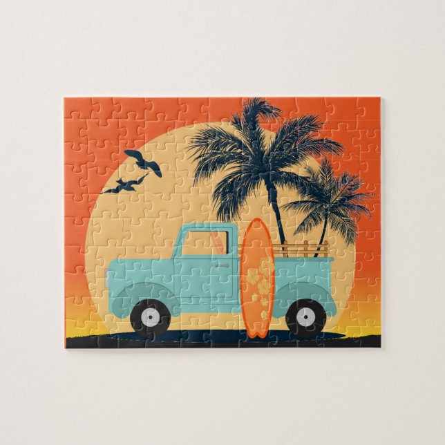 Surfing Retro Jigszle Puzzle Pussel (Horisontell)