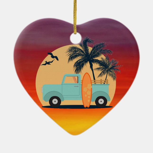 Surfing Retro Julgransprydnad Keramik (Baksidan)