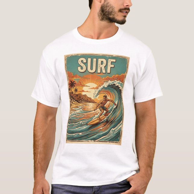 surfing retro stil design t shirt (Framsida)